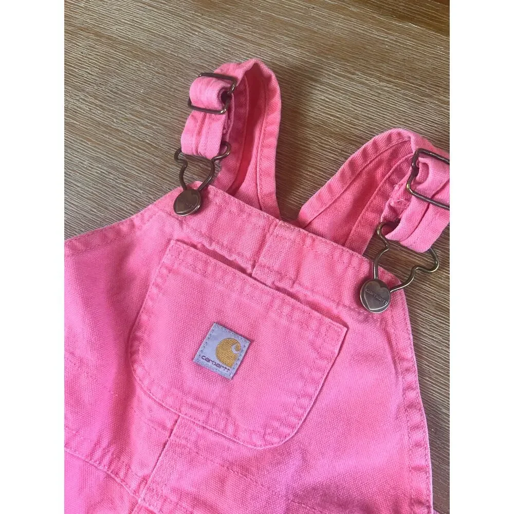 Carhartt Pink Girls Overalls 18 Months Snap crotch Toddler